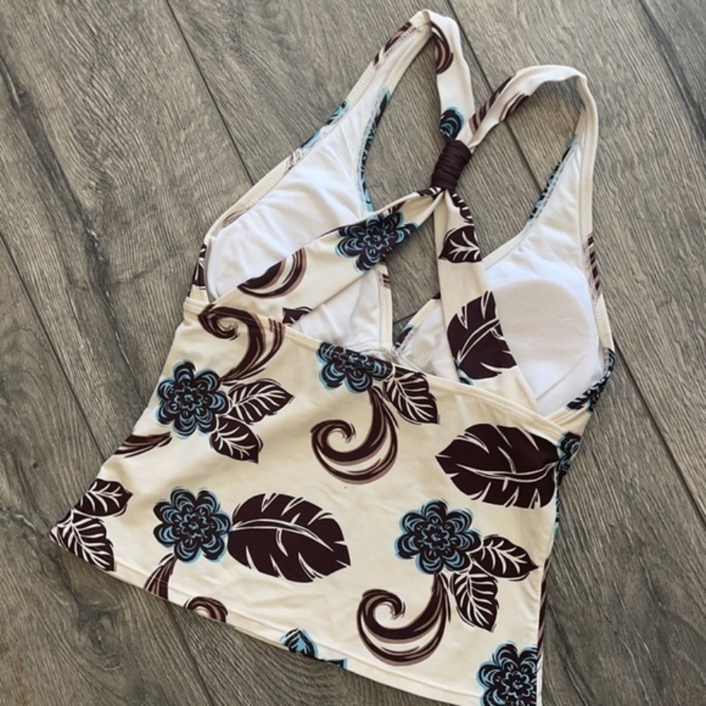 Sonoma swim size 8 tankini top ivory and brown - Picture 3 of 5